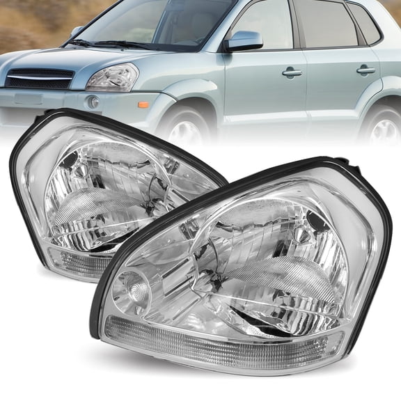 For 2005-2009 Hyundai Tucson Halogen Black Clear Headlight Driver & Passenger 05-09