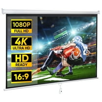 ZENY 80 inch Manual Pull Down Projector Screen 16:9 HD 4K Projector Movies Screen