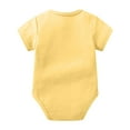 thumbnail image 4 of Hessimy Baby Romper Plain Color Summer Baby Girl Clothes Short Sleeve Girl Clothes 6-12 Months solid colour base bodysuits (Yellow,3-6 Months), 4 of 4