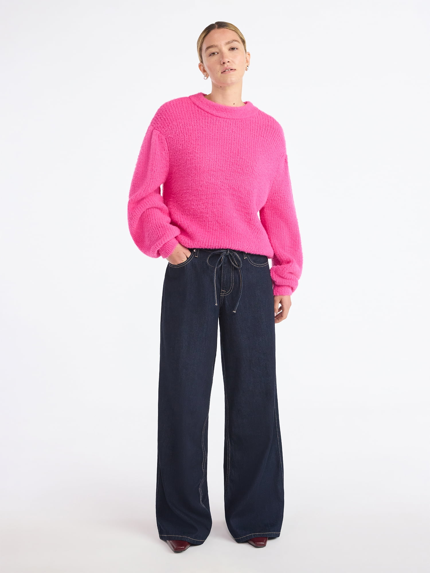 Scoop Women's and Women's Plus Oversized Sweater, Lightweight, Sizes XS-4X