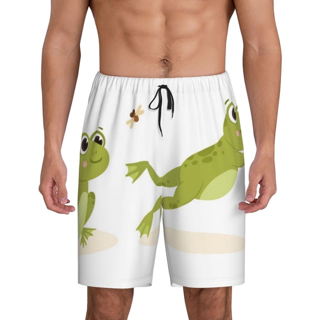 Fotbe Hunting Frog Pantalones Cortos de Pijama para Hombre, Ropa de Dormir, Pantalones de Pijama Cortos para Hombre-Large