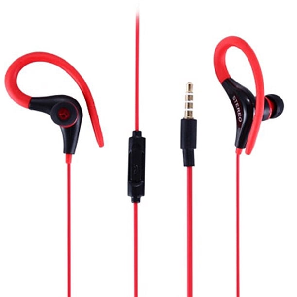 Gwong Electrónica Auriculares de gancho con cable de gancho de oído universal de 3.5mm con auriculares de deportes estéreo con micrófono