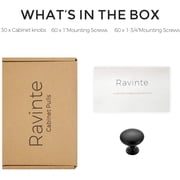 Ravinte 30 Pack Kitchen Cabinet Knobs Matte Black Zinc Knobs Drawer Pulls Door Dresser Drawer Handles Knobs for Dresser Drawers