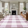 thumbnail image 2 of Pink White Buffalo Check 5x8 Area Rugs, Farmhouse Plaid Modern Geometric Non-Skid Rubber Backing Large Rectangle Rugs - Living Room Bedroom Home Office, Indoor Floor Mat Carpets Washable Rug, 2 of 9