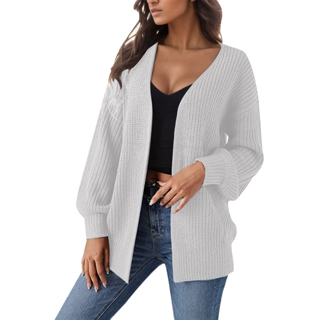 HBFAGFB Cardigan Sweaters for Women Comfortable and Simple Knitted Coats Versatile Jacket White Size M