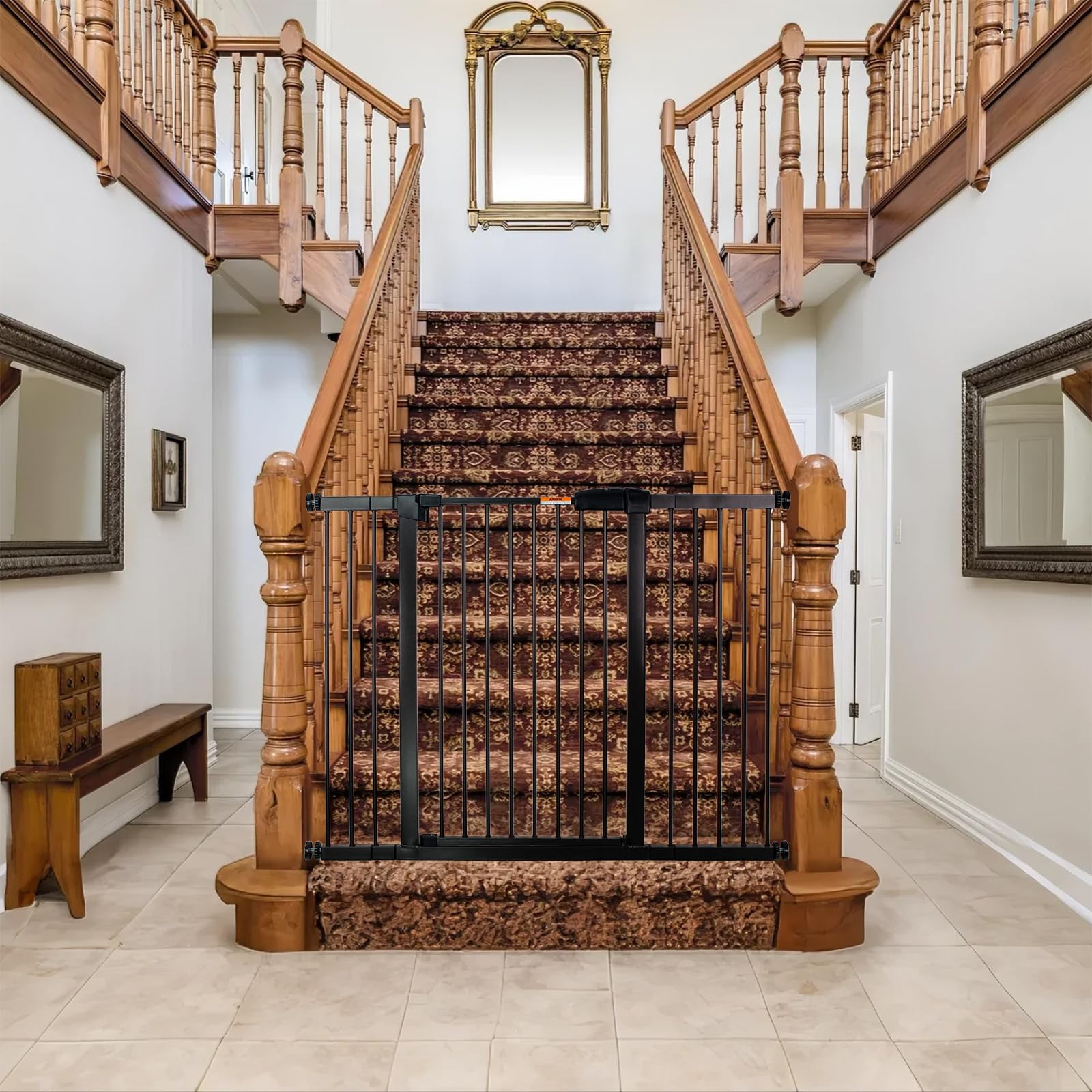 29-57 Inch Dog Gate Indoor, Adjustable Pet Gates for Wide Openings, Pressure Mounted Pet Fence, No Drilling, Expandable Dog Gate for Doorways, Stairways and Hallways (Brown, 29"-57" W x 30.5“H)