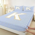 thumbnail image 4 of Feelyou Initial K Letter Twin Sheet Sets for Kid, Fashion Stripes Ombre Twin Fitted Sheet, Fairy Tale Princess Flat Sheet, Breathable Home Decor, 3pcs, 4 of 8