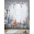 thumbnail image 2 of Eucalyptus Leaves Starfish Sheer Curtains 2 Panels Set Shells Summer Ocean Nautical Sheer Window Curtains Light Filtering Rod Pocket Voile Drapes for Bedroom Living Room 52"X108", 2 of 8