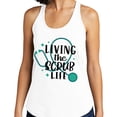 thumbnail image 2 of Living the Scrub Life Tank Top Fitted Racerback Women's Large White, 2 of 5