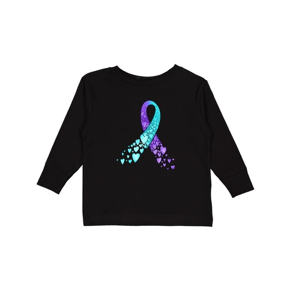 Inktastic Suicide Prevention Ribbon with Blue and Purple Hearts Boys or Girls Long Sleeve Toddler T-Shirt