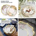 thumbnail image 4 of CUITING 25 Pack White Pink Paper Dessert Plates in Damask Floral Pattern  8” Round Disposable Salad Appetizer Plates with Scalloped Rims - 300 GSM, 4 of 11