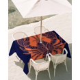 thumbnail image 3 of 52x70 Inch Outdoor Tablecloth with Umbrella Hole Zipper Rectangle Lobster Navy Blue Rectangular Tablecloths Outside Waterproof Boho Tropical Orange Stripe Summer Patio Table Cover for Picnic Party, 3 of 8