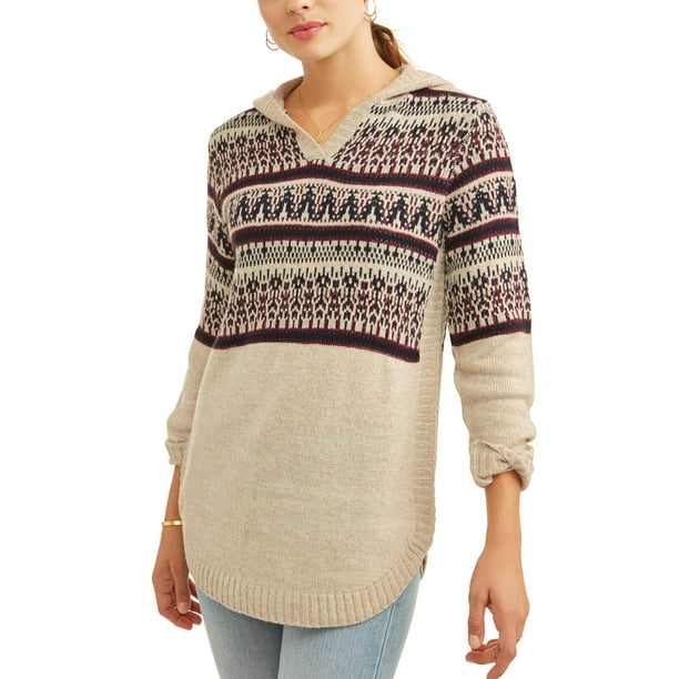 ONLINE - Heart N Crush Women's Fair Isle Hooded Sweater - Walmart.com ...
