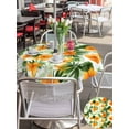 thumbnail image 6 of Outdoor Tablecloth with Umbrella Hole Zipper Summer Flowers Round Tablecloth 60" Waterproof Outside Table Cloth Orange Botanical Florals Green Leaves Patio Table Cover Tablecloths for Picnic Party, 6 of 8