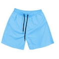 thumbnail image 2 of HOWPAY Mens Swim Trunks Elastic Waist Drawstring Swim Briefs Summer Solid Color Quick Dry Lightweight Casual Loose Fit Swim Bottoms Light Blue M, 2 of 5