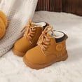 thumbnail image 2 of Juebong Toddler Boys Girls Snow Boots Lace Up Outdoor Booties with Side Zipper Faux Fur Lined Outdoor Non Slip Short Ankle Boots Khaki,2 Years, 2 of 6