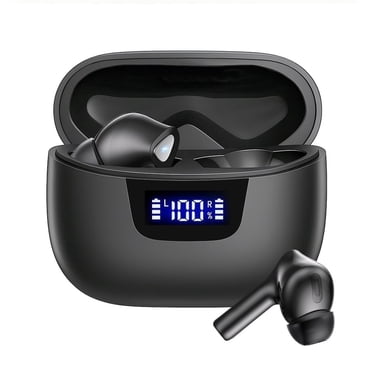 True Wireless Earbuds, Bluetooth Headphone with Smart LED Display Charging Case, Black