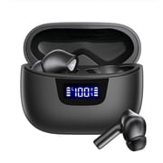 True Wireless Earbuds, Bluetooth Headphone with Smart LED Display Charging Case, Black
