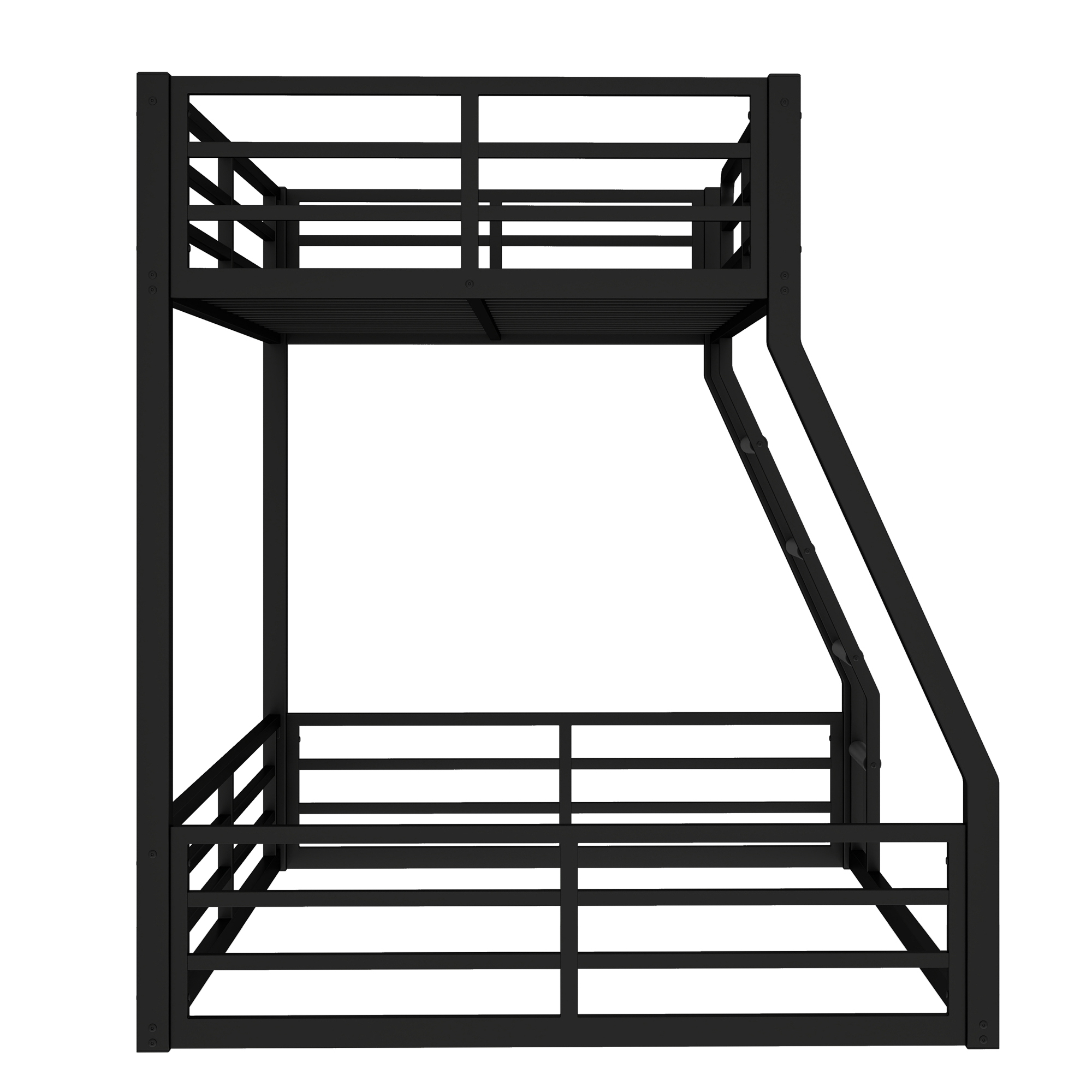 Twin over Full Metal Bunk Bed,Floor Bunk Bed with Sturdy Metal Frame,Noise-reduced Design, Black