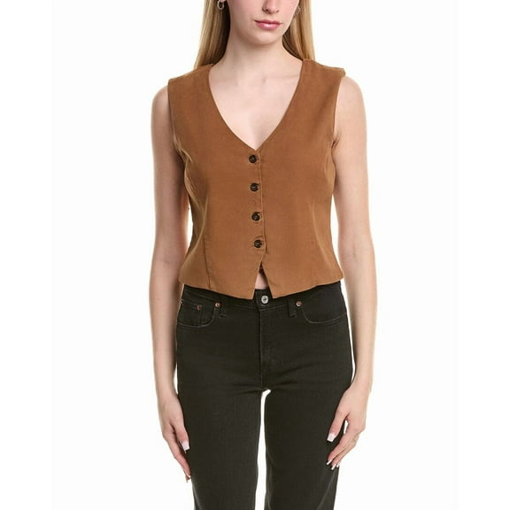 LE JEAN womens Joplin Waistcoat, 8, Brown