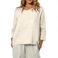 thumbnail image 2 of Womens Tops Dressy Casual Fashion Casual Printed Round Neck 3/4 Sleeve T-shirt Loose And Comfortable Tops Lightweight Base Layer Undershirt Tees, 2 of 8