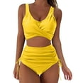 thumbnail image 2 of Wycnly Womens Swimsuits Two Piece Swimsuits for Women Two Piece Swimsuits Bikini Set Summer with Padded Beach High Waist Drawstring Swimwear Swimsuits, 2 of 5