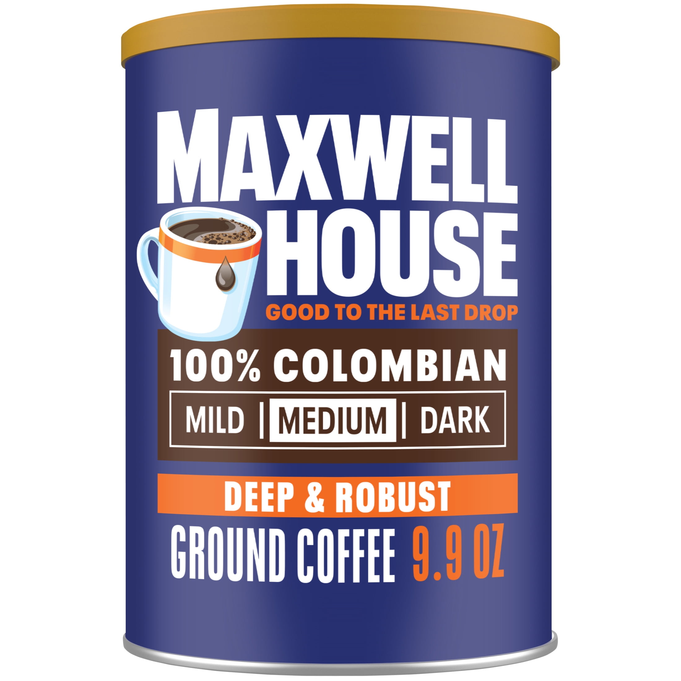 (6 pack) Maxwell House 100% Colombian Ground Coffee, 9.9 oz Canister