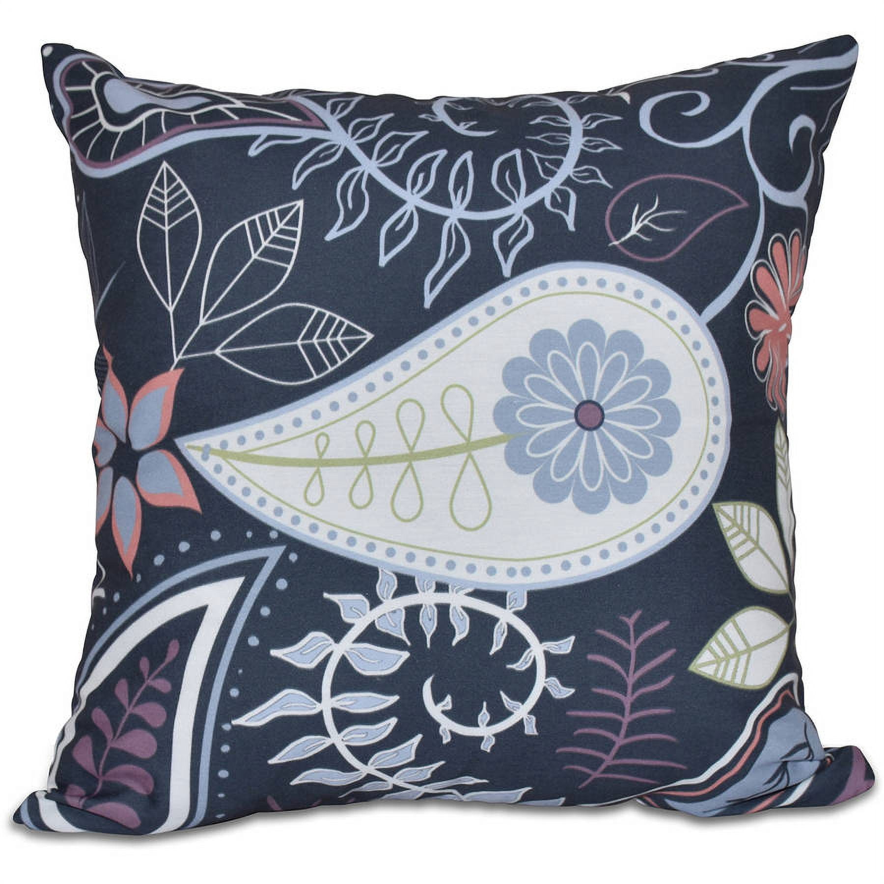 Simply Daisy 16" x 16" Paisley Floral Floral Outdoor Pillow, Blue (1 count)