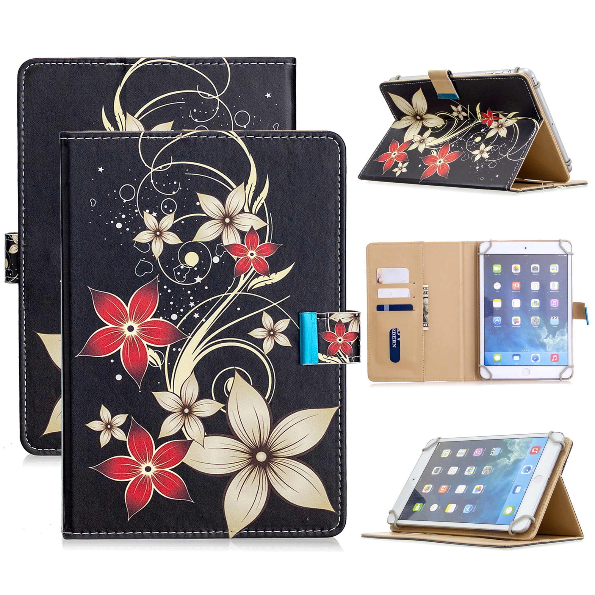 Universal 10" Tablet Case Flip Painted Leather Folio Stand Cover For 10