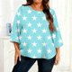 thumbnail image 1 of TaTaai Plus Size Gradient Print T-Shirt, Women's Long Sleeve Round Neck Top, Casual Loose Fit Blouse, Soft Home Wear, All Seasons Daily Attire Gift, 1 of 6