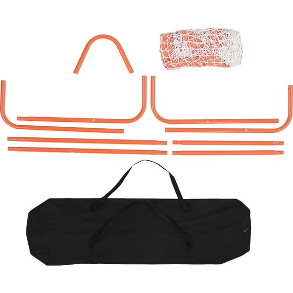 KFFKFF Lacrosse Net, 4ft by 4ft, Ideal for Young Players, Collapsible Design with Travel Bag, Durable Iron Construction, Simple Assembly, Suitable for Backyard Practice, Orange