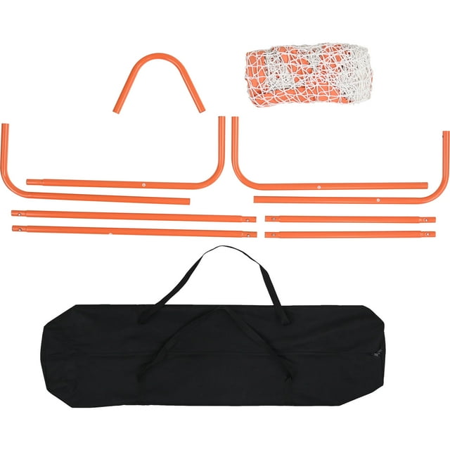 KFFKFF Lacrosse Net, 4ft by 4ft, Ideal for Young Players, Collapsible Design with Travel Bag, Durable Iron Construction, Simple Assembly, Suitable for Backyard Practice, Orange