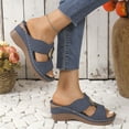 thumbnail image 6 of Women's Spring And Summer New Large Size Wedge Slippers Beach Metal Buckle Wedge Sandals Fashion Casual Beach Sandals Summer Sandals for Women Blue 36, 6 of 8