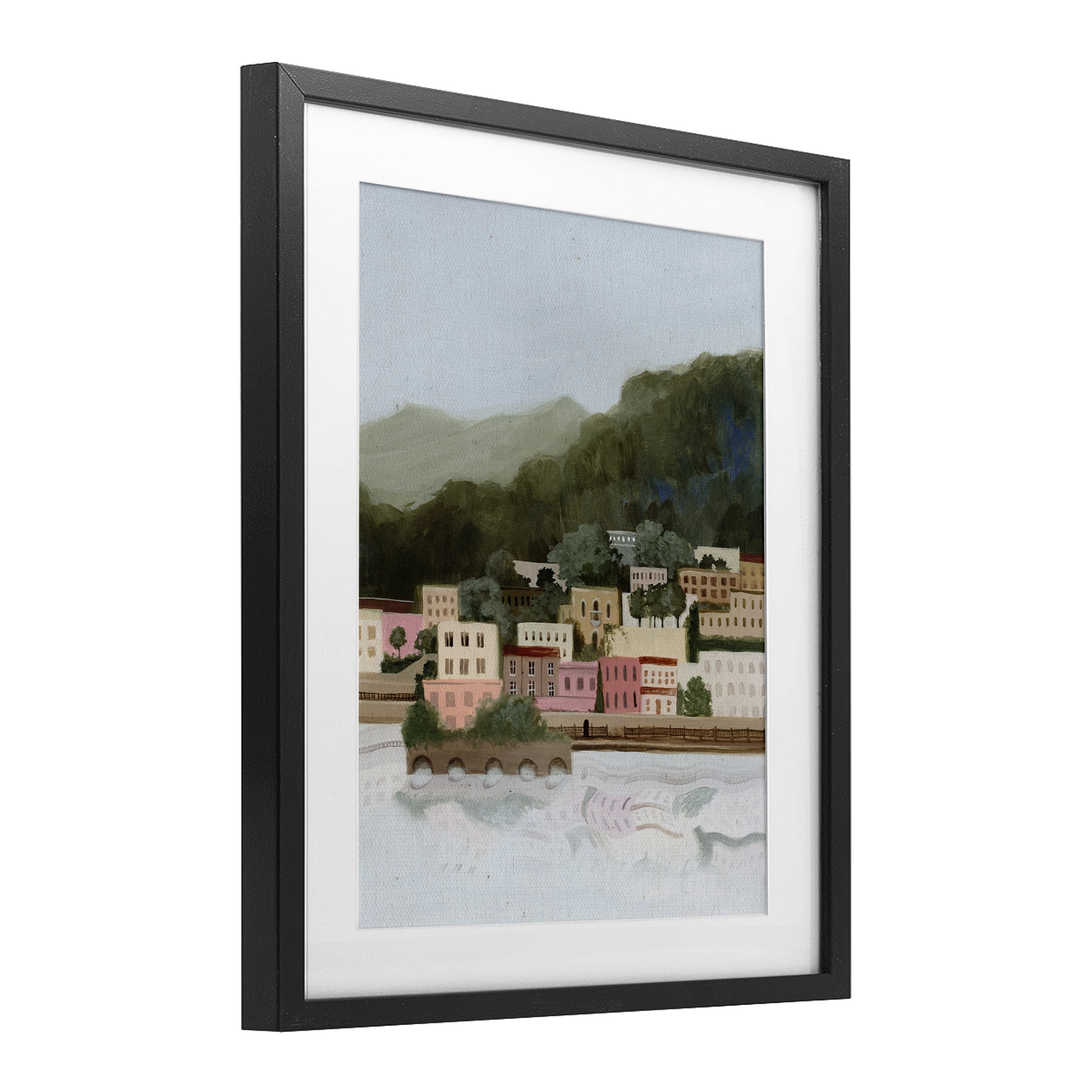 Stupell Industries Mountains By The Sea Black Framed Print Under Glass, design by Grace Popp