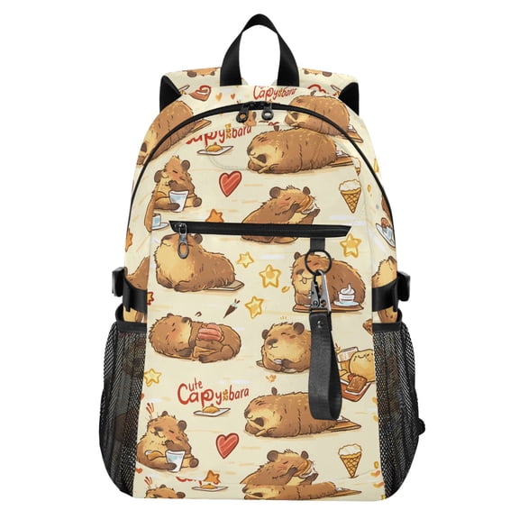 JIALIOU 14" Laptop Backpack Waterproof Airline Approved Stylish Casual Daypack for Travel Business College Work, Cute Capybaras Doing Various Activities