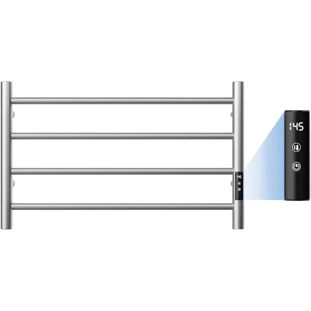 Towel Warmers for Bathroom Heated Towel Rack Wall Mounted with LED Intelligent Touch Screen Timer Fast Heating Plug-in Brushed Nickel