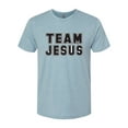 thumbnail image 2 of Wild Bobby Varsity Team Jesus Inspirational/Christian Men Premium Tri Blend Tee, Denim, Large, 2 of 5