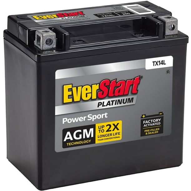 EverStart Premium AGM Power Sport Battery, Group Size TX14L 12 Volt