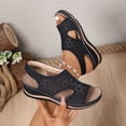 thumbnail image 4 of Sandals for Women Peep Toe Splice Hollow out Low Wedge Platform Slingback Ankle Strap Slip on Summer Orthopedic Shoes Black Size 7, 4 of 8