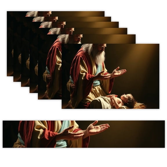 7 Piece Linen Table Runner and Placemats Set, Nativity Baby Jesus Round Corner Heat Resistant Washable Table Mats for Home Kitchen Dining Party Decoration