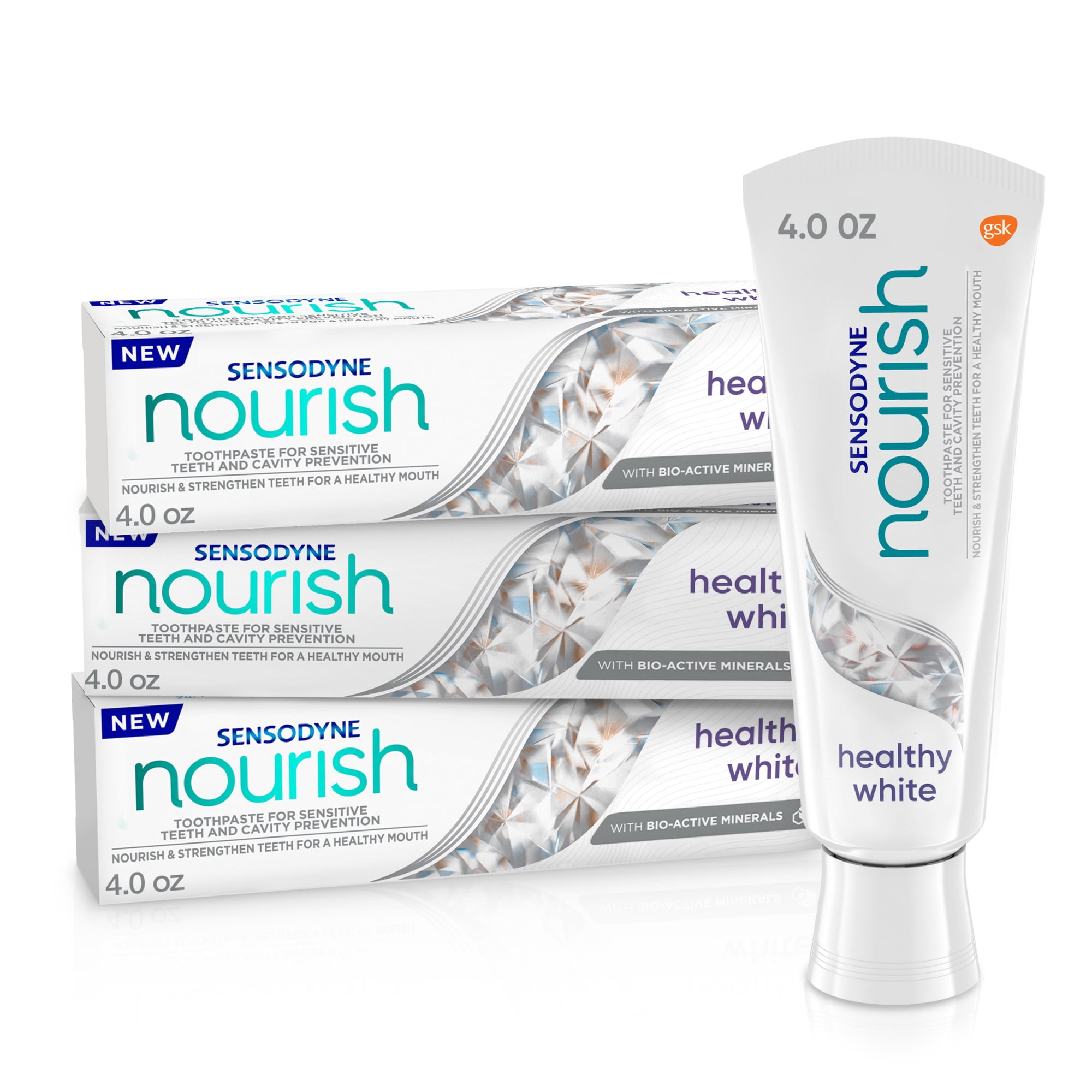 Sensodyne Nourish Healthy White Sensitive Toothpaste 4 Oz (Pk of 3