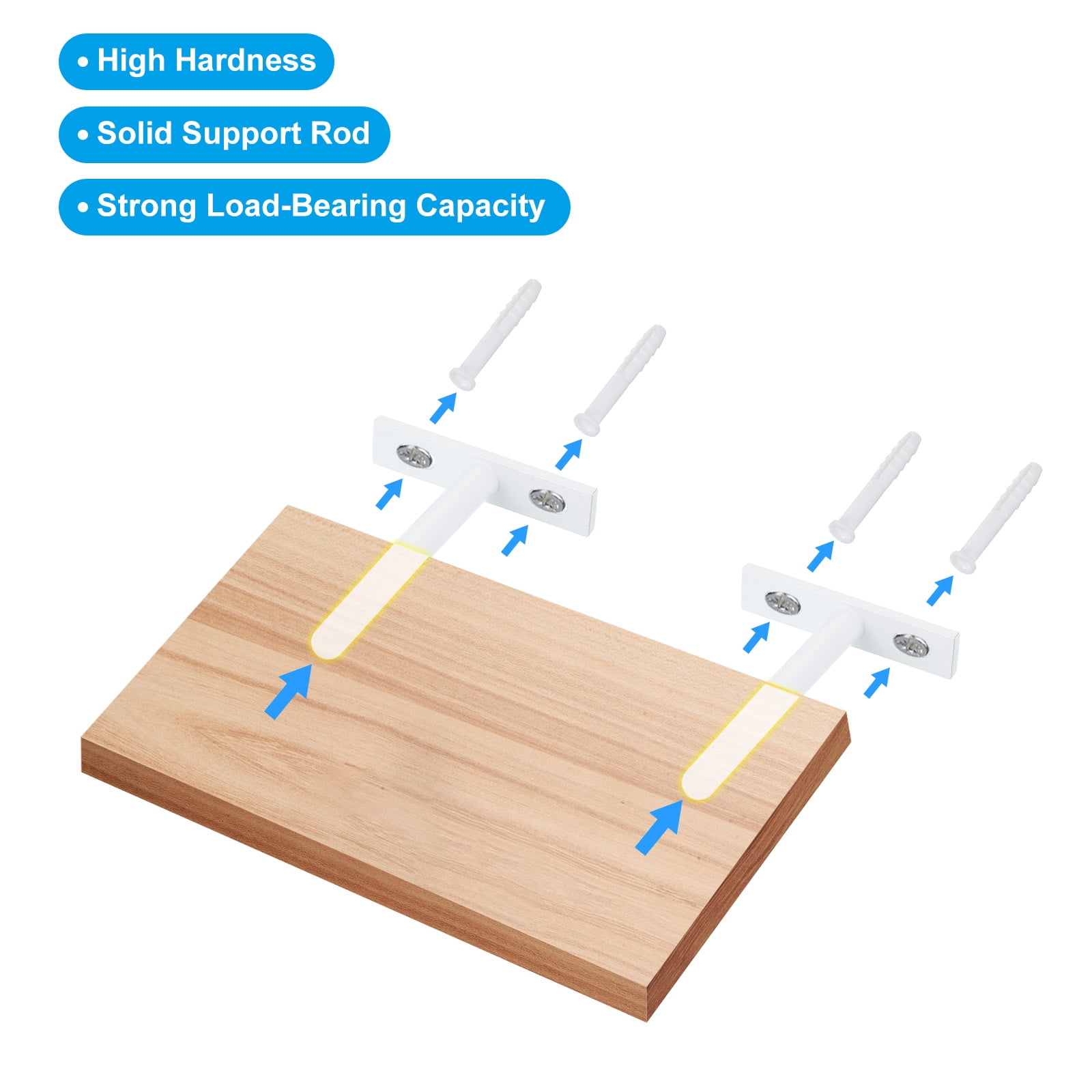 Uxcell Floating Shelf Bracket 5", T Brackets for Shelves, Wall Mounting Blind Shelf with Screws, White 4 Set