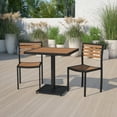 thumbnail image 2 of Flash Furniture Lark 3-Piece Outdoor Dining Table and Chairs Set, Faux Teak Poly Slats, 2 of 13