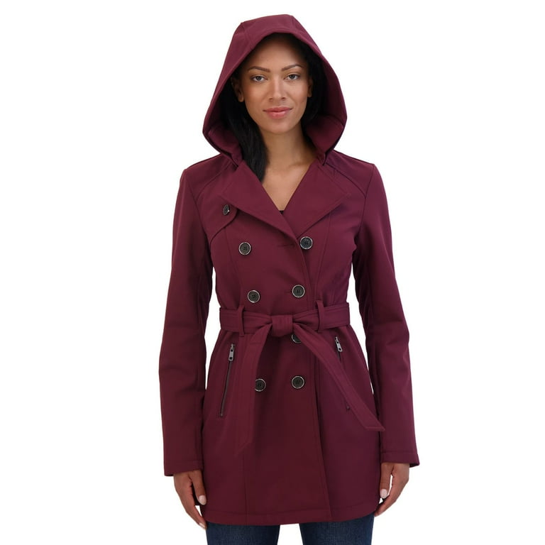 Women's Sebby Collection Double Breasted Softshell Trench Coat