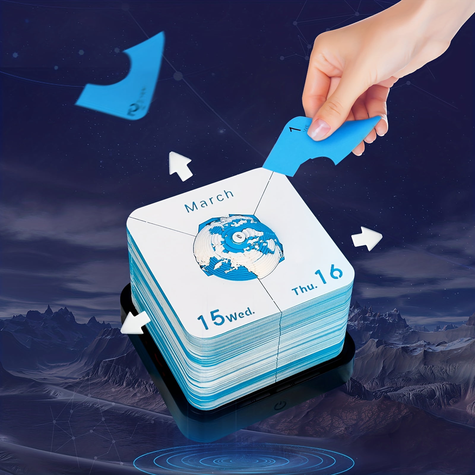 Aramox 3D Art Calendar 2026, Tear Off and Witness Daily Happiness LED Light Timepiece Desktop Decoration for Home and Office