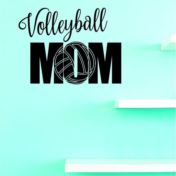 Custom Decals Volleyball Mom Wall Art Size: 10 X 20 Inches Color: Black