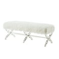 thumbnail image 2 of Erika Cream White Faux Fur Bench - Acrylic X-Legs, 2 of 8