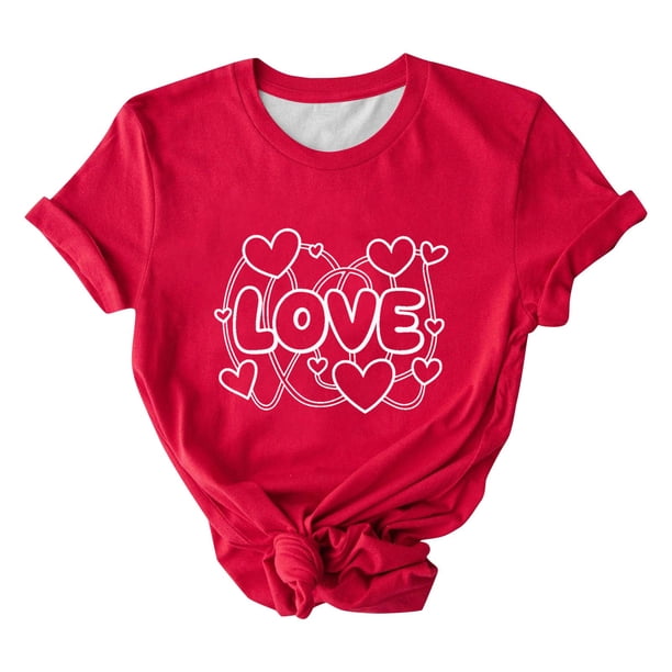 Pantalones Cortos para las Mujeres Sexy Impreso Suéter Superior, Día de San Valentín Casual Cuello Redondo Blusa Tee