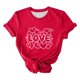 thumbnail image 1 of Pantalones Cortos para las Mujeres Sexy Impreso Suéter Superior, Día de San Valentín Casual Cuello Redondo Blusa Tee, 1 of 6
