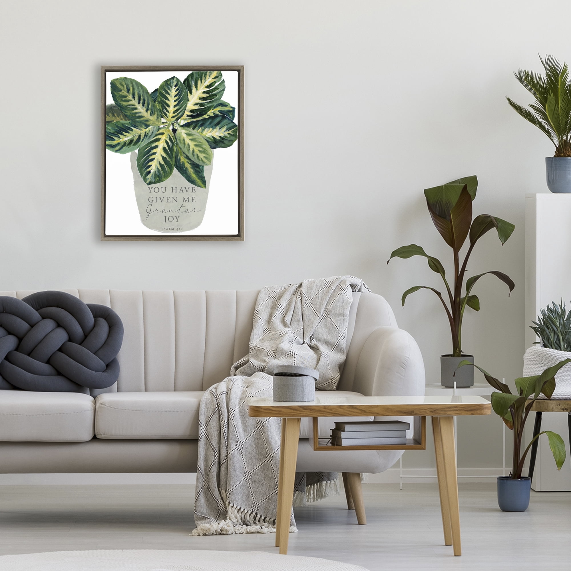 Stupell Industries Prayer & House Plant Brown Framed Floater Canvas Wall Art, design by Lanie Loreth